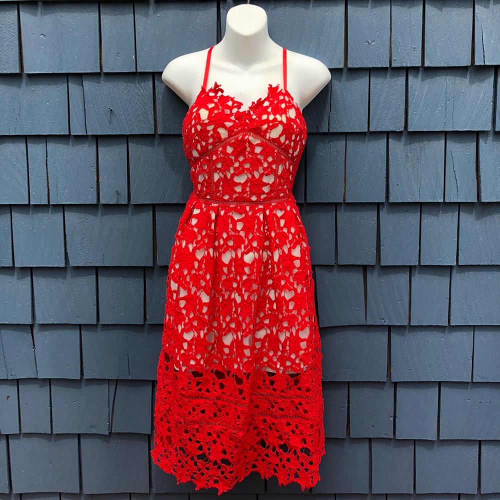 FEW MODA NEW YORK red lace dress